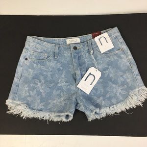 Nature Denim High Rise Floral Shorts